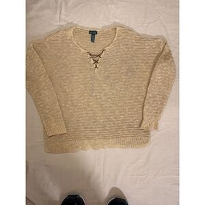 Lauren Jeans Company Ralph Lauren‎ Open Knit Linen Cotton Pullover Sweater Large